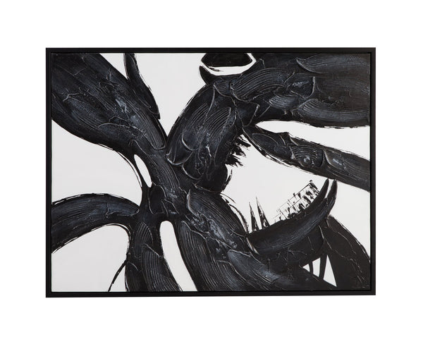 Basset Mirror Shadow Oversized Modern Abstract Art Piece In Cool Blue Tones For Calming Contemporary Spaces Black Canvas,Wood,Resin Frame 7301-045