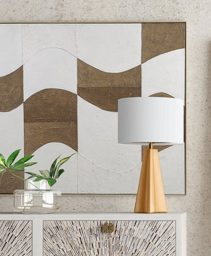 Basset Mirror River City Framed Canvas Art - Stylish Waved Checkered Pattern For Modern Home Decor Elegance Natural Canvas,Wood,Resin Frame 7301-046