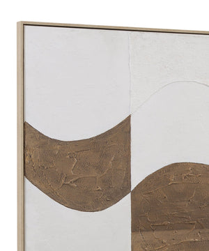 Basset Mirror River City Framed Canvas Art - Stylish Waved Checkered Pattern For Modern Home Decor Elegance Natural Canvas,Wood,Resin Frame 7301-046