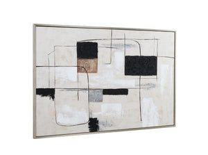 Basset Mirror Quartershot Framed Canvas - Contemporary Abstract Art In Cool Tones For Elegant Home Decor Silver Canvas,Wood,Resin Frame 7301-048