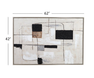 Basset Mirror Quartershot Framed Canvas - Contemporary Abstract Art In Cool Tones For Elegant Home Decor Silver Canvas,Wood,Resin Frame 7301-048