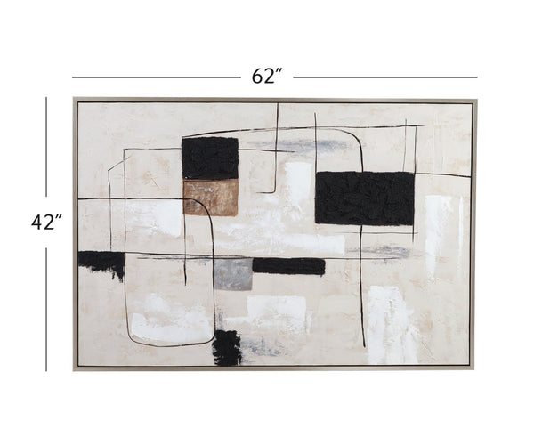 Basset Mirror Quartershot Framed Canvas - Contemporary Abstract Art In Cool Tones For Elegant Home Decor Silver Canvas,Wood,Resin Frame 7301-048
