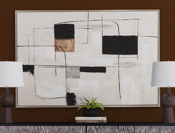 Basset Mirror Quartershot Framed Canvas - Contemporary Abstract Art In Cool Tones For Elegant Home Decor Silver Canvas,Wood,Resin Frame 7301-048