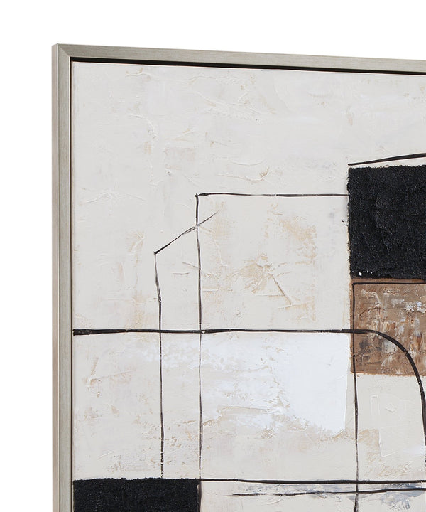 Basset Mirror Quartershot Framed Canvas - Contemporary Abstract Art In Cool Tones For Elegant Home Decor Silver Canvas,Wood,Resin Frame 7301-048
