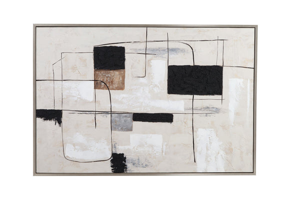 Basset Mirror Quartershot Framed Canvas - Contemporary Abstract Art In Cool Tones For Elegant Home Decor Silver Canvas,Wood,Resin Frame 7301-048