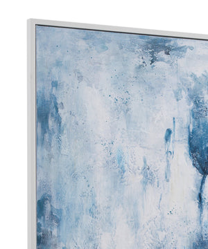 Basset Mirror Lake Time Framed Canvas - Tranquil Blue & White Abstract Art For Modern Coastal Home Decor White Canvas,Wood,Resin Frame 7301-051