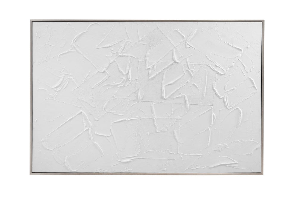 Basset Mirror Paradisio Framed Canvas Art - Minimalist White Textures In Elegant Brushed Silver Frame For Style Silver Canvas,Wood,Resin Frame 7301-054