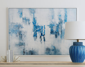 Basset Mirror Perdido Framed Canvas Art - Modern Coastal Abstract Design For Serene Home Decor And Tranquil Spaces White Canvas,Wood,Resin Frame 7301-056