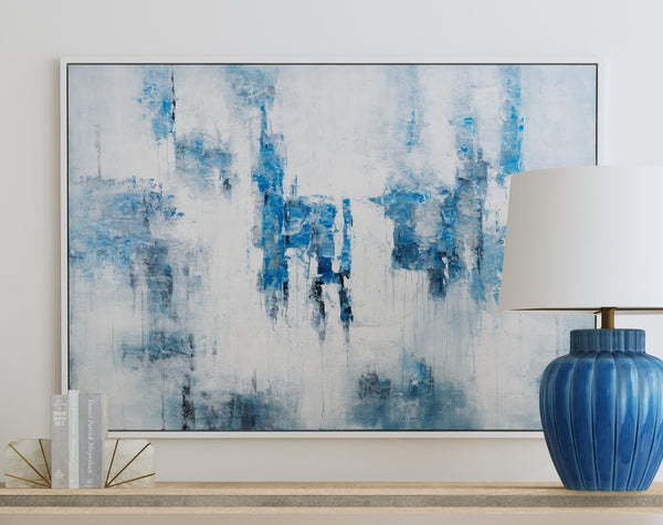 Basset Mirror Perdido Framed Canvas Art - Modern Coastal Abstract Design For Serene Home Decor And Tranquil Spaces White Canvas,Wood,Resin Frame 7301-056