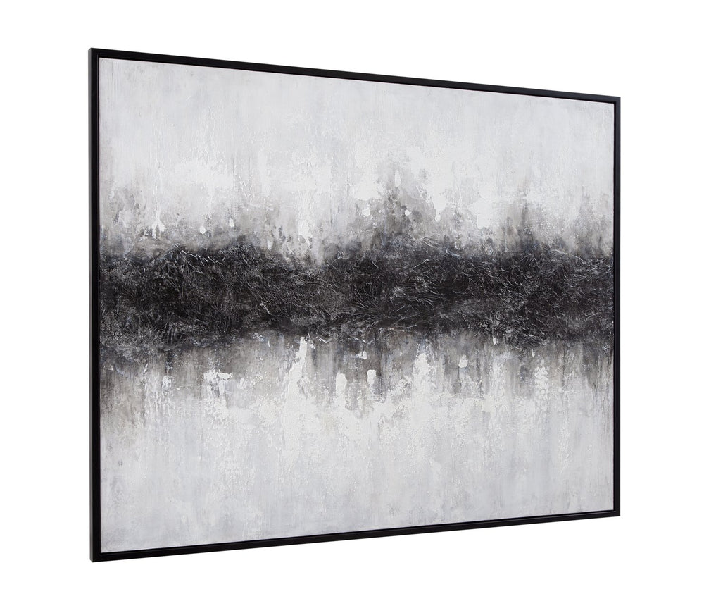 Basset Mirror Divided Framed Canvas - Striking Black And White Abstract Art For Modern Sophisticated Interiors Black Canvas,Wood,Resin Frame 7301-062