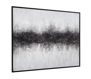 Basset Mirror Divided Framed Canvas - Striking Black And White Abstract Art For Modern Sophisticated Interiors Black Canvas,Wood,Resin Frame 7301-062