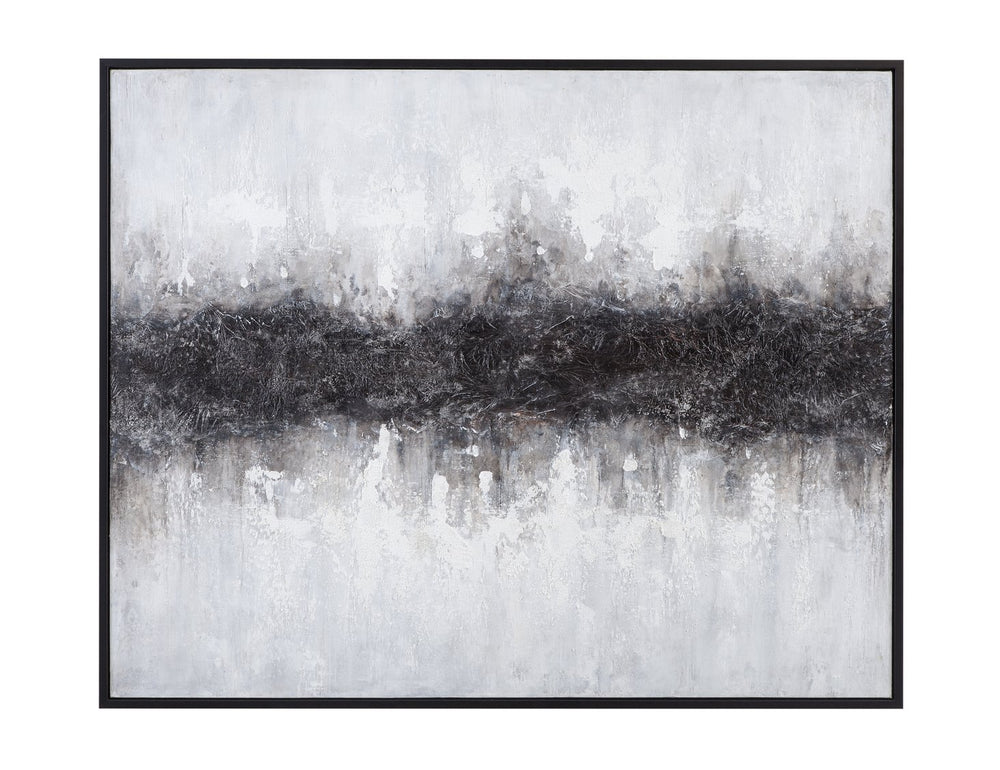 Basset Mirror Divided Framed Canvas - Striking Black And White Abstract Art For Modern Sophisticated Interiors Black Canvas,Wood,Resin Frame 7301-062