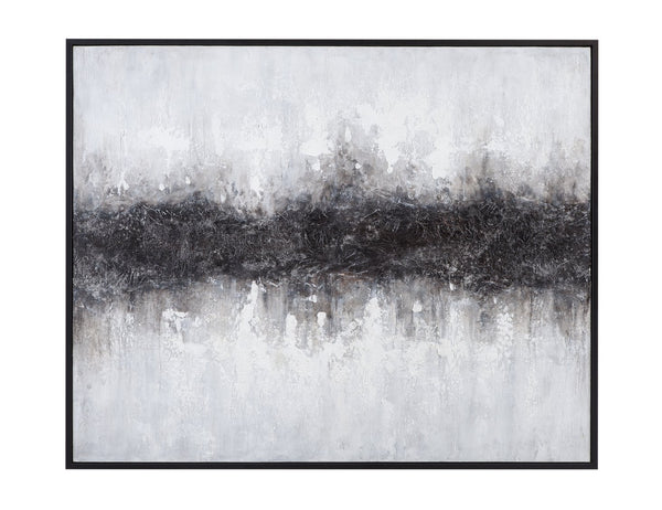 Basset Mirror Divided Framed Canvas - Striking Black And White Abstract Art For Modern Sophisticated Interiors Black Canvas,Wood,Resin Frame 7301-062