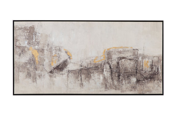 Basset Mirror About Town Framed Canvas – Modern Abstract Art With Gold Accents For Stylish Home Decor Enhancement Black Canvas,Wood,Resin Frame 7301-063