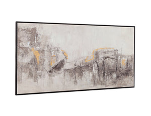 Basset Mirror About Town Framed Canvas – Modern Abstract Art With Gold Accents For Stylish Home Decor Enhancement Black Canvas,Wood,Resin Frame 7301-063