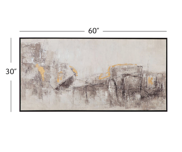 Basset Mirror About Town Framed Canvas – Modern Abstract Art With Gold Accents For Stylish Home Decor Enhancement Black Canvas,Wood,Resin Frame 7301-063