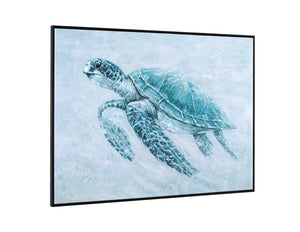 Basset Mirror Kemps Bay Framed Canvas - Serene Sea Turtle Art In Aqua Tones For Coastal Charm & Tranquil Decor Black Canvas,Wood,Resin Frame 7301-067