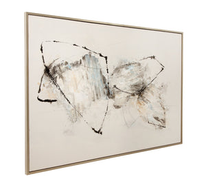 Basset Mirror Gascon Framed Canvas Art - Contemporary Elegance With Cool Abstract Brush Strokes In Silver Frame Silver Resin 7301-081
