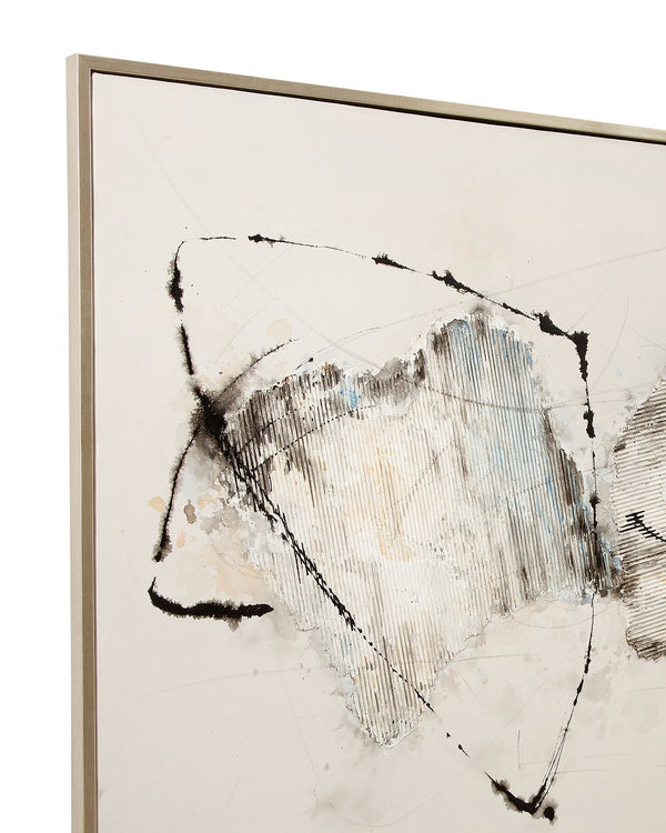 Basset Mirror Gascon Framed Canvas Art - Contemporary Elegance With Cool Abstract Brush Strokes In Silver Frame Silver Resin 7301-081