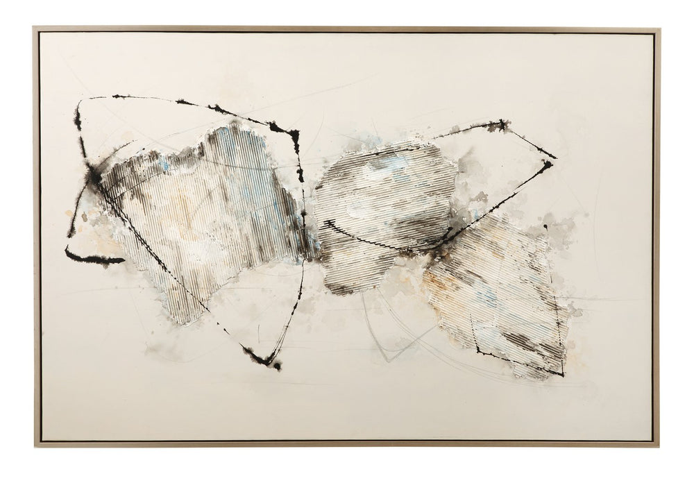 Basset Mirror Gascon Framed Canvas Art - Contemporary Elegance With Cool Abstract Brush Strokes In Silver Frame Silver Resin 7301-081