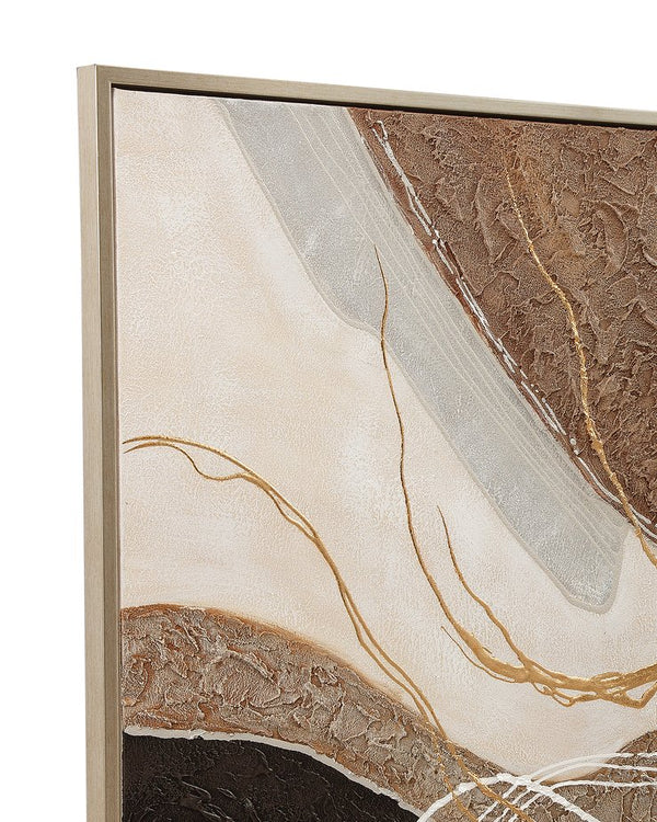 Basset Mirror Portraits Framed Canvas - Modern Minimalist Abstract Art With Sleek Frame In Warm & Cool Tones Silver Resin 7301-082