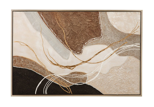 Basset Mirror Portraits Framed Canvas - Modern Minimalist Abstract Art With Sleek Frame In Warm & Cool Tones Silver Resin 7301-082