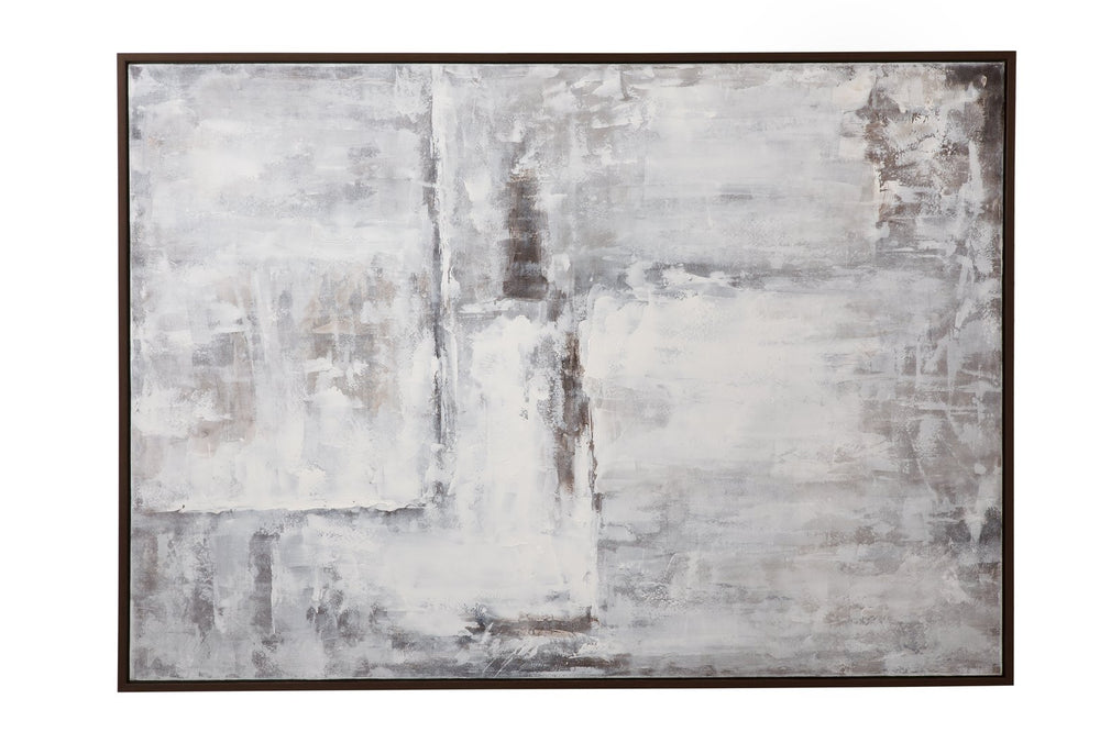 Basset Mirror Triad Framed Canvas - Contemporary Minimalist Wall Art In Cool Tones, Sleek Black Frame Display Brown Resin 7301-083