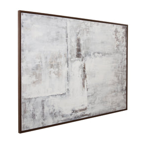 Basset Mirror Triad Framed Canvas - Contemporary Minimalist Wall Art In Cool Tones, Sleek Black Frame Display Brown Resin 7301-083