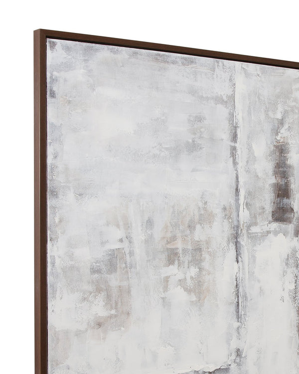 Basset Mirror Triad Framed Canvas - Contemporary Minimalist Wall Art In Cool Tones, Sleek Black Frame Display Brown Resin 7301-083