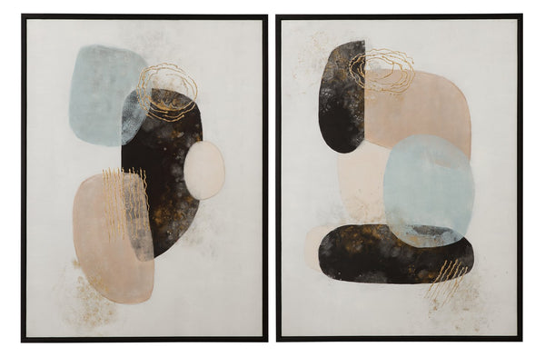 Basset Mirror Athena Framed Canvas Set Of 2 - Modern Organic Art In Sleek Black Frames For Stylish Interiors Black Resin 7301-084