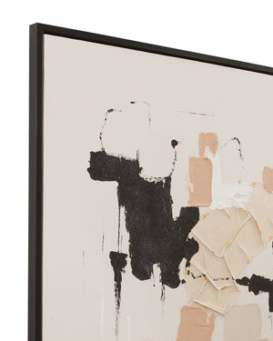 Basset Mirror Intuitive Framed Canvas Set Of 2 – Modern Minimalist Art In Black Frame With Cool Tan & Black Tones Black Resin 7301-086