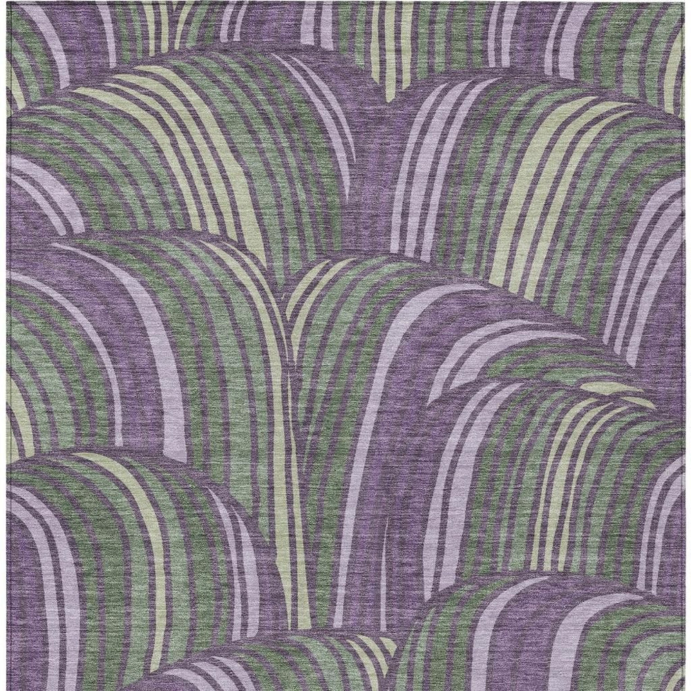9 X 12 Abstract Plum Purple Washable Polyester Indoor Outdoor Area Rug Patio