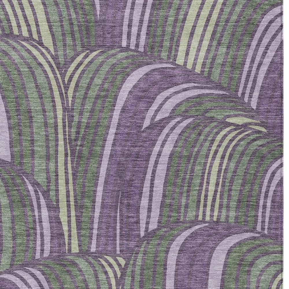 HomeRoots 10 X 14 Abstract Plum Polyester Area Rug Washable for Patio and Living Room 730101