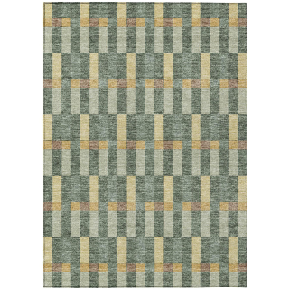 HomeRoots Geometric Polyester Area Rug Washable Indoor Outdoor Stain Resistant Patio Living Room 5' x 8' 730151