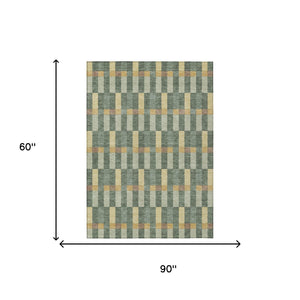 Geometric Polyester Area Rug Washable Indoor Outdoor Stain Resistant Patio Living Room