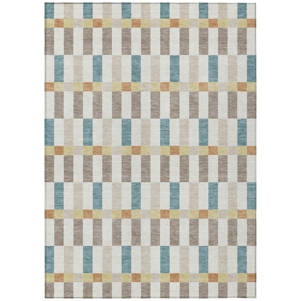 HomeRoots Geometric Polyester Area Rug Machine Washable Low Pile for Indoor Outdoor Spaces and Patios 10' x 14' 730167