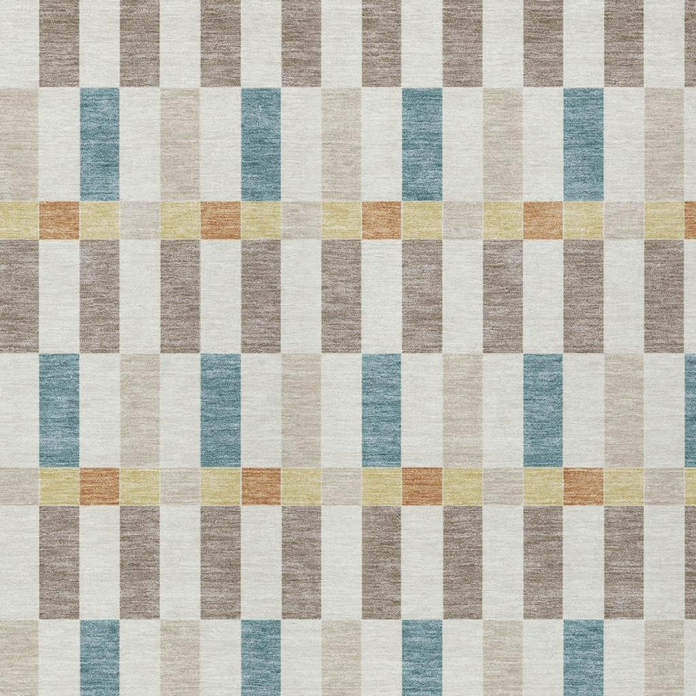 HomeRoots Geometric Polyester Area Rug Machine Washable Low Pile for Indoor Outdoor Spaces and Patios 10' x 14' 730167