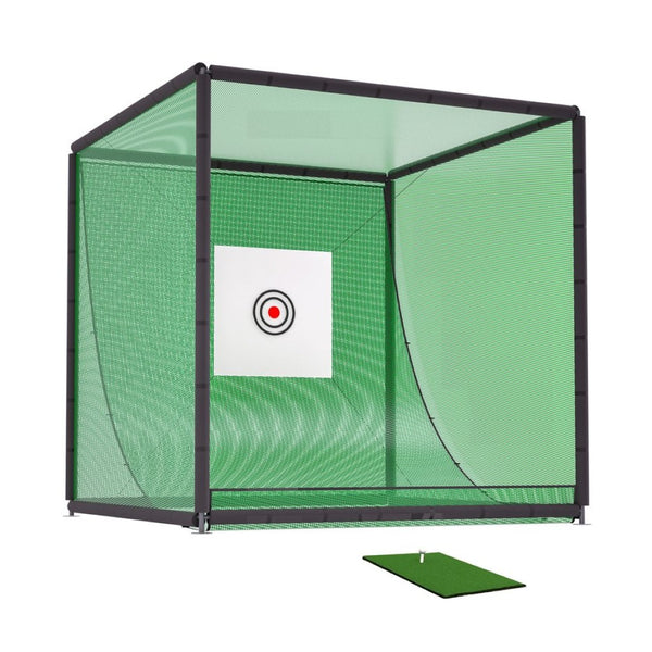 English Elm Golf Practice Cage with Powder Coated Steel Frame Double Layer Net Backyard Training W1422P284885