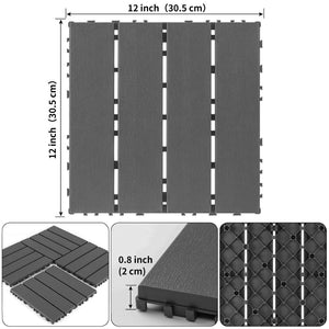 English Elm Plastic Interlocking Patio Tiles 44 Pack Waterproof Pp Snap Fit Outdoor Pool Deck W3022P251835