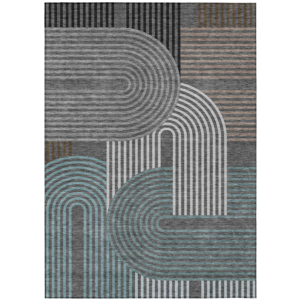 HomeRoots Geometric Polyester Area Rug Washable Indoor Outdoor for Patio and Living Room Decor 10' x 14' 730197