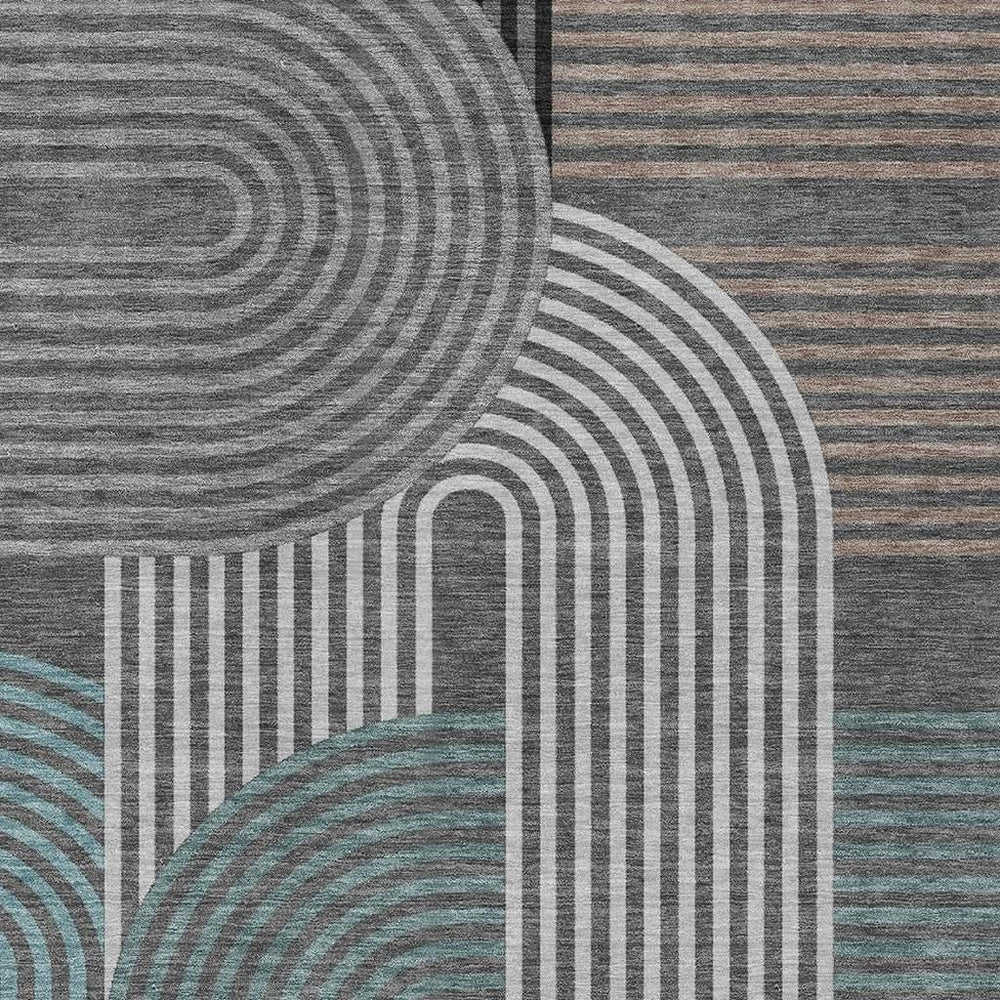 HomeRoots Geometric Polyester Area Rug Washable Indoor Outdoor for Patio and Living Room Decor 10' x 14' 730197