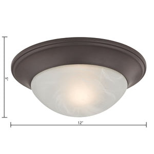 Thomas Lighting Fluor Glass Dome Flush Mount Ceiling Light for Hallways Bedrooms and Powder Rooms 12 inches Bronze 7301FM/10