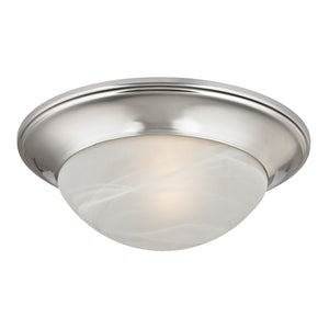 Thomas Lighting Fluor Glass Dome Flush Mount Ceiling Light for Hallways Bedrooms and Powder Rooms 12 inches Nickel 7301FM/20