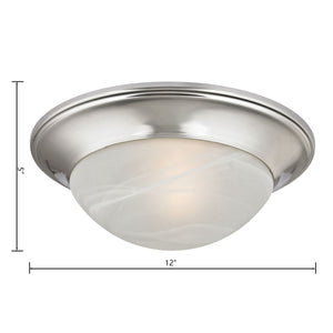 Thomas Lighting Fluor Glass Dome Flush Mount Ceiling Light for Hallways Bedrooms and Powder Rooms 12 inches Nickel 7301FM/20