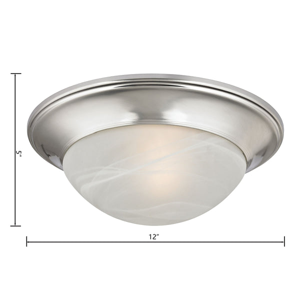 Thomas Lighting Fluor Glass Dome Flush Mount Ceiling Light for Hallways Bedrooms and Powder Rooms 12 inches Nickel 7301FM/20