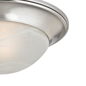 Thomas Lighting Fluor Glass Dome Flush Mount Ceiling Light for Hallways Bedrooms and Powder Rooms 12 inches Nickel 7301FM/20