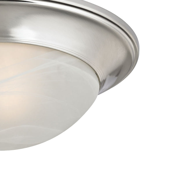 Thomas Lighting Fluor Glass Dome Flush Mount Ceiling Light for Hallways Bedrooms and Powder Rooms 12 inches Nickel 7301FM/20