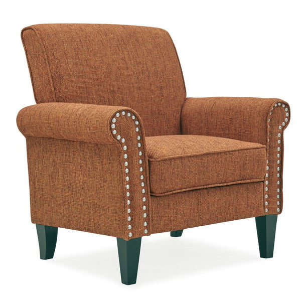 English Elm Barnet Upholstered Accent Chair with Nailhead Trim and Tapered Wood Legs for Living Rooms B127P495067