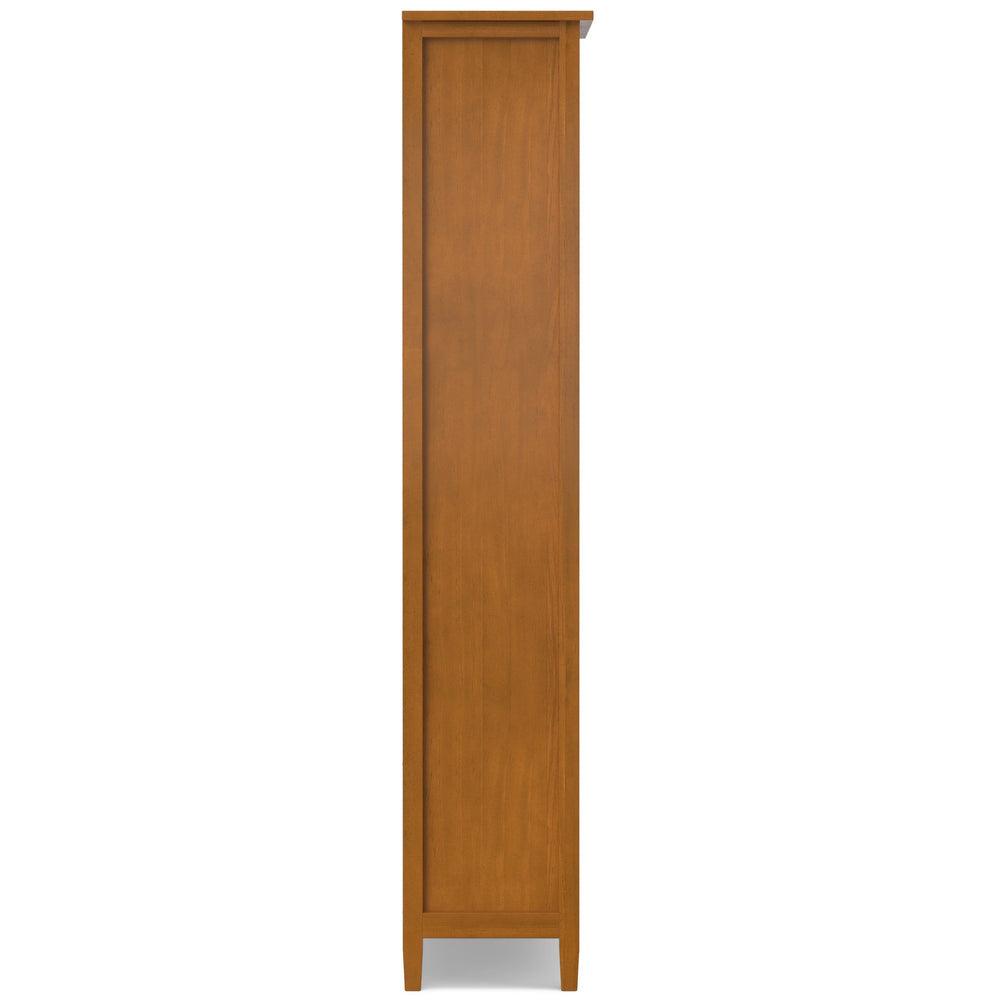 English Elm Warm Shaker 5 Shelf Bookcase Brown Pine - Handcrafted Solid Wood, Light Golden Finish, Adjustable Shelves B136P238605