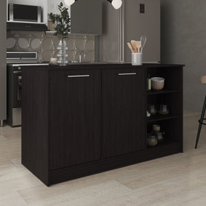 English Elm Ginger Kitchen Island with 26" x 59" Prep Top, Three Open Shelves & Two Cabinets for Hidden Storage B200S00413